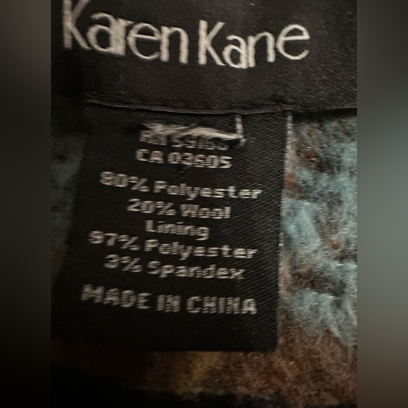 Karen Kane Plaid Jacket Coat - Blue, Brown, Cream, Wool, size XL - Picture 8 of 9